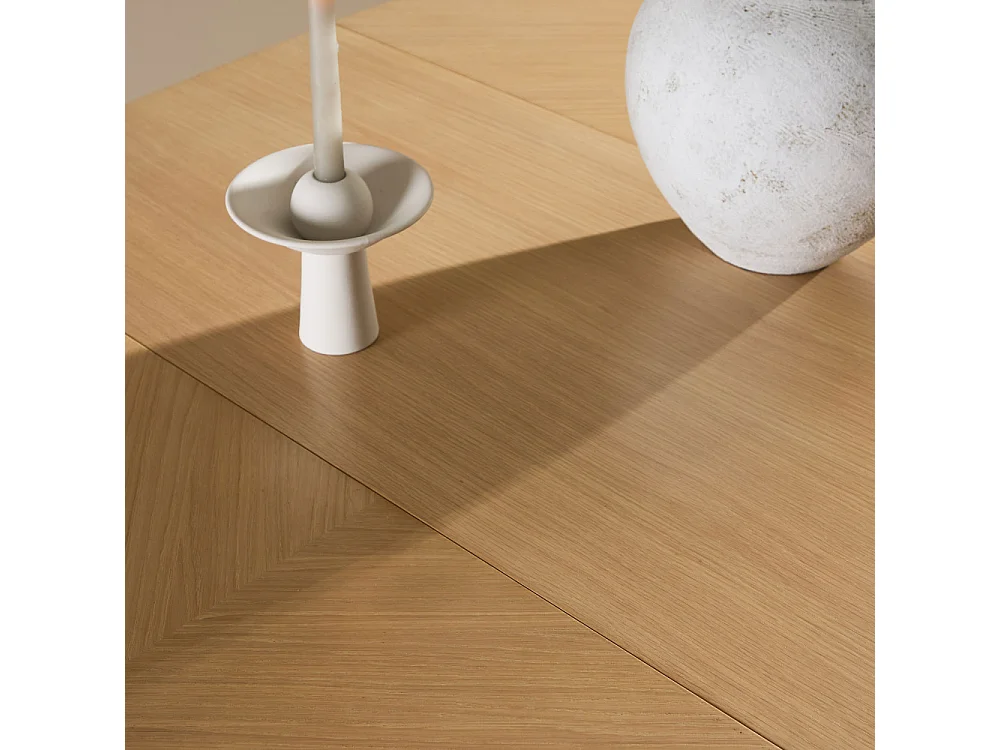 Strada table à manger Ø120cm. avec rallonge whitewash.