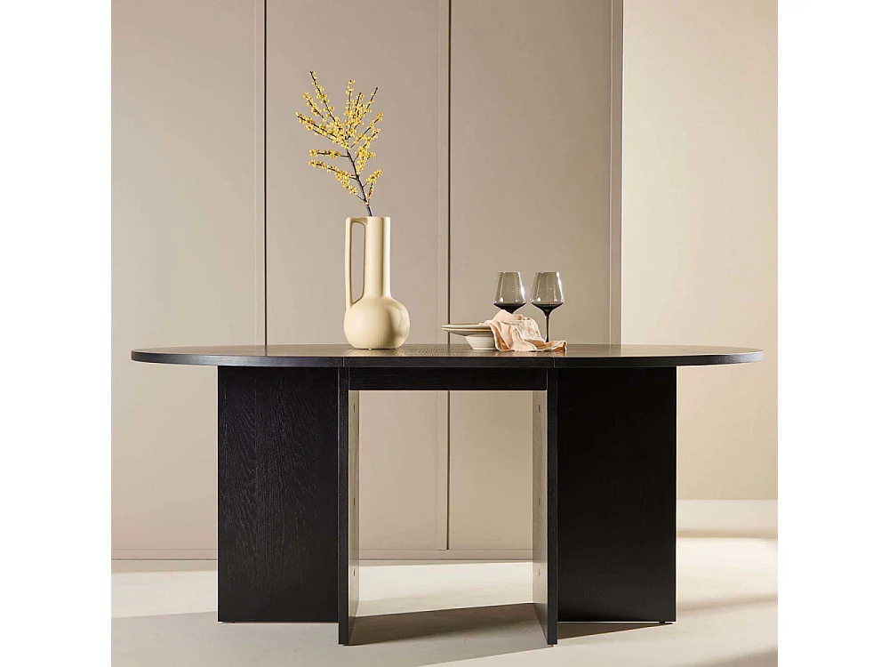 Strada table à manger Ø120cm. avec rallonge noir.