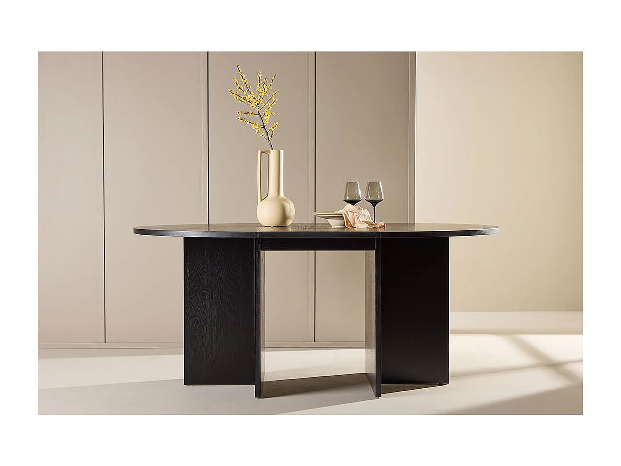 Strada table à manger Ø120cm. avec rallonge noir.