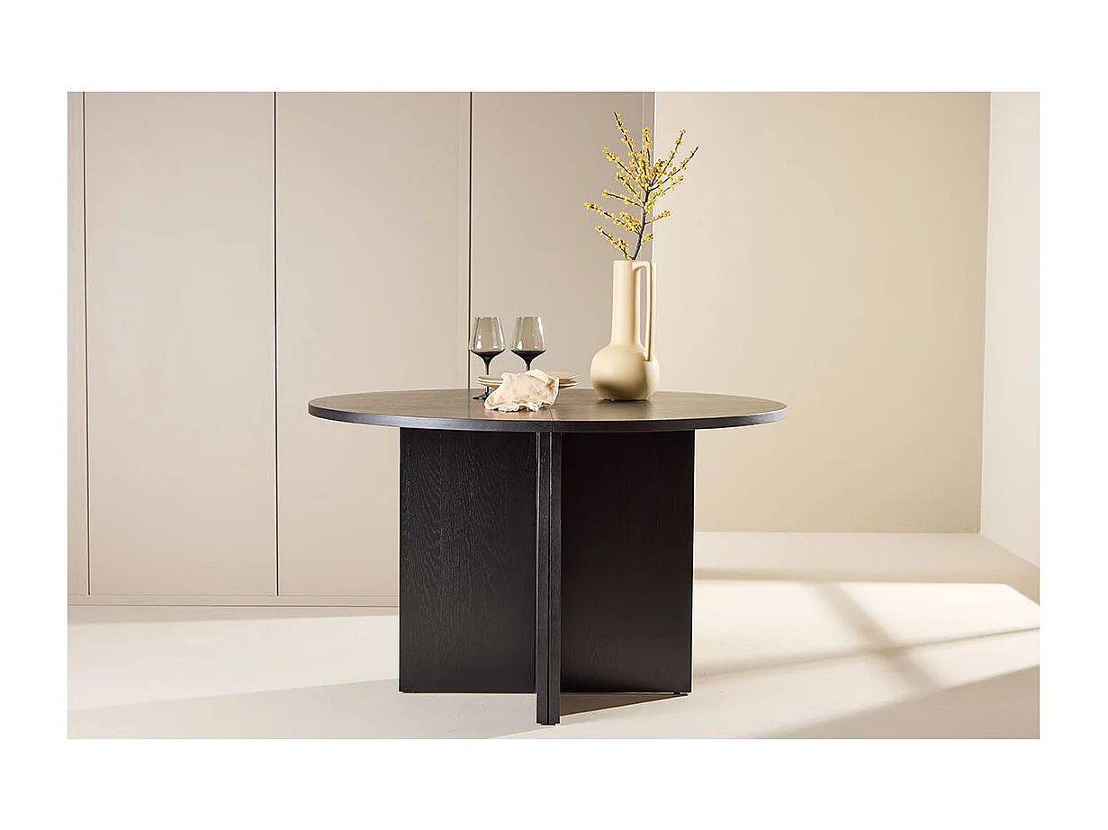 Strada table à manger Ø120cm. avec rallonge noir.