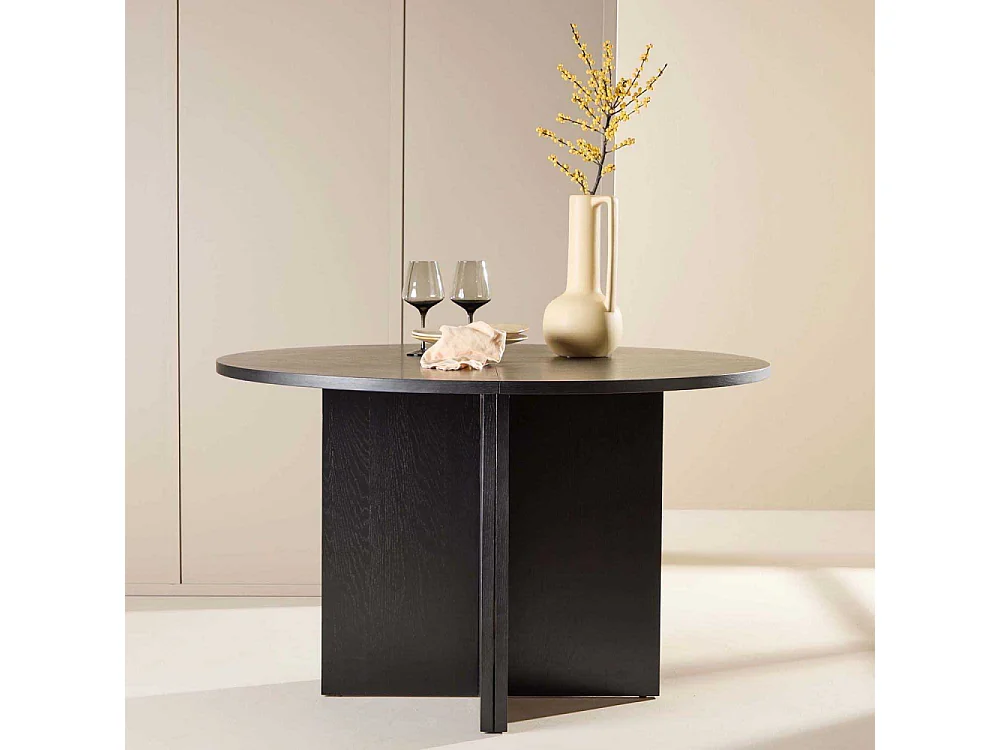 Strada table à manger Ø120cm. avec rallonge noir.