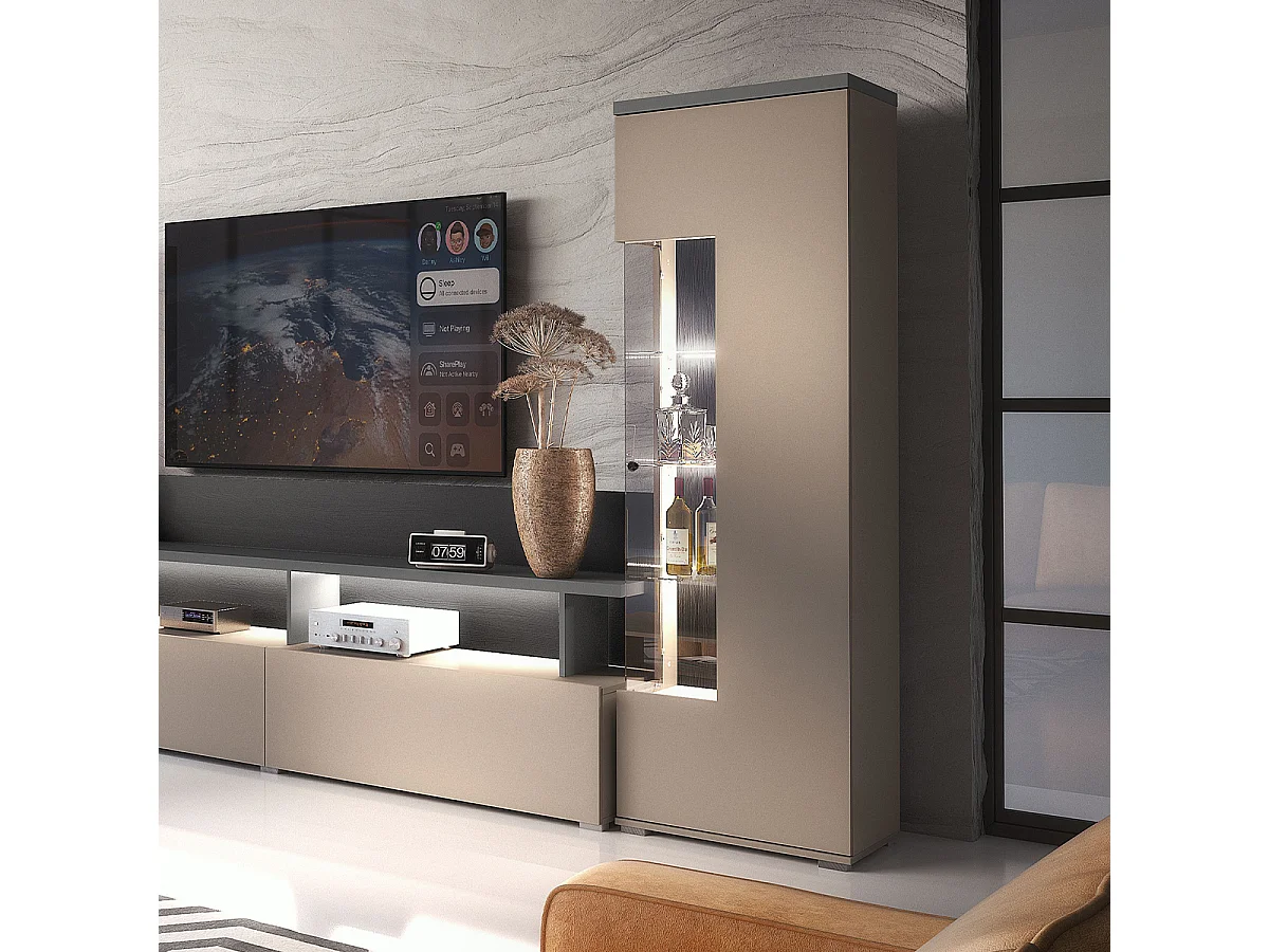 1-deurs vitrinekast Opio Taupe en Antraciet