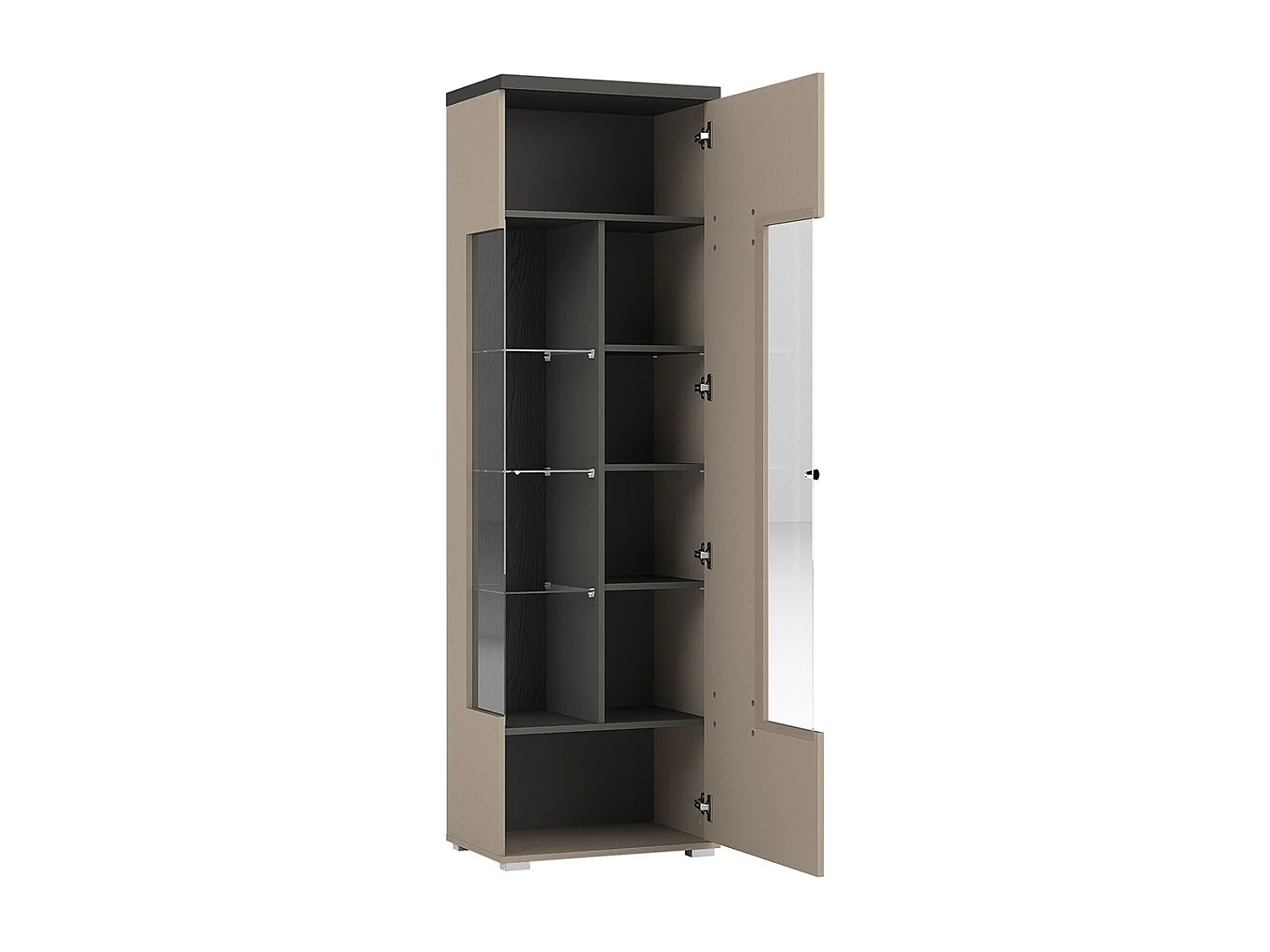 Vitrine 1 porte Opio Taupe et Anthracite