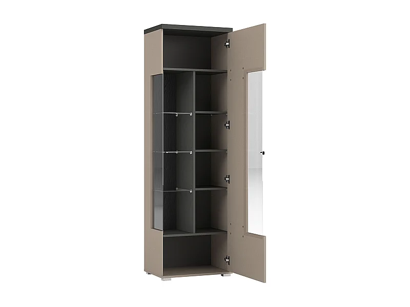 Vitrine 1 porte Opio Taupe et Anthracite