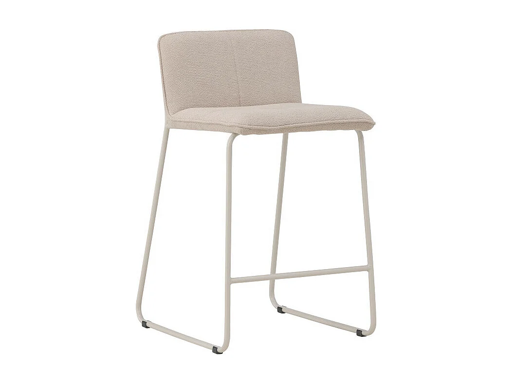 Bisbee - Lot de 2 tabourets de bar en tissu bouclette pieds beiges H65cm - Beige