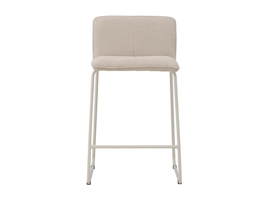 Bisbee - Lot de 2 tabourets de bar en tissu bouclette pieds beiges H65cm - Beige