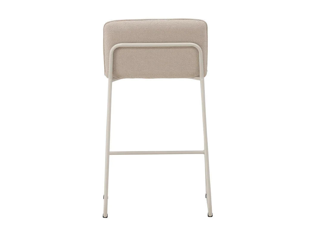 Bisbee - Lot de 2 tabourets de bar en tissu bouclette pieds beiges H65cm - Beige