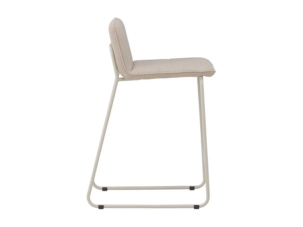 Bisbee - Lot de 2 tabourets de bar en tissu bouclette pieds beiges H65cm - Beige