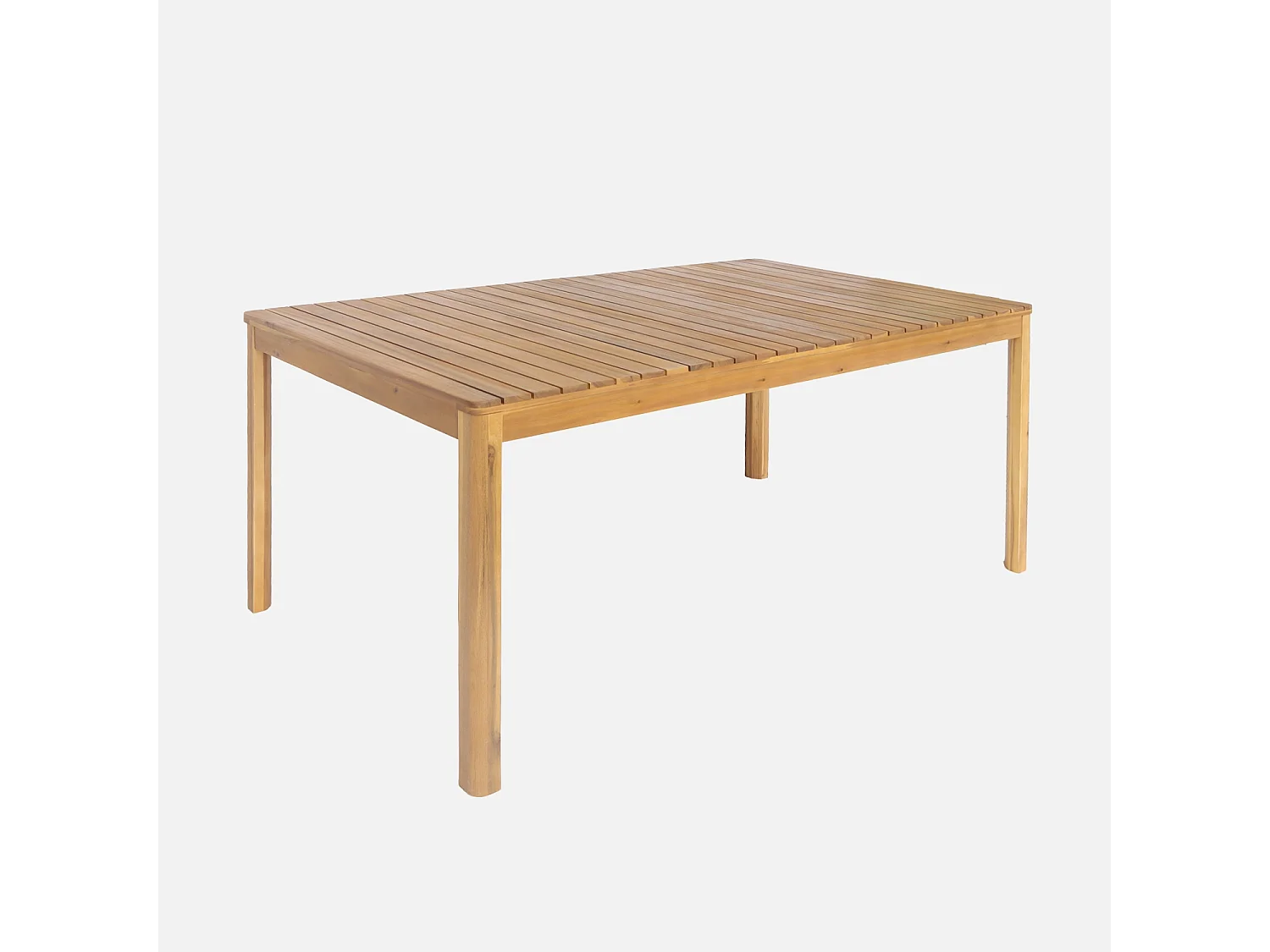 Mesa de jardín de acacia con esquinas redondeadas, 8 plazas natural