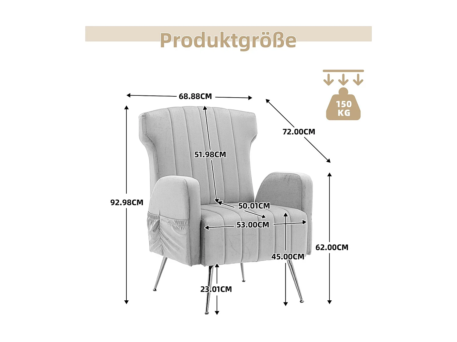 Polvetta convertibile in velluto nero, con tasche laterali, piedi in metallo, carico massimo da 90 kg, 69x72x93cm