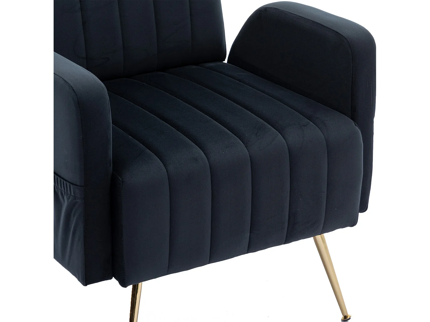 Polvetta convertibile in velluto nero, con tasche laterali, piedi in metallo, carico massimo da 90 kg, 69x72x93cm