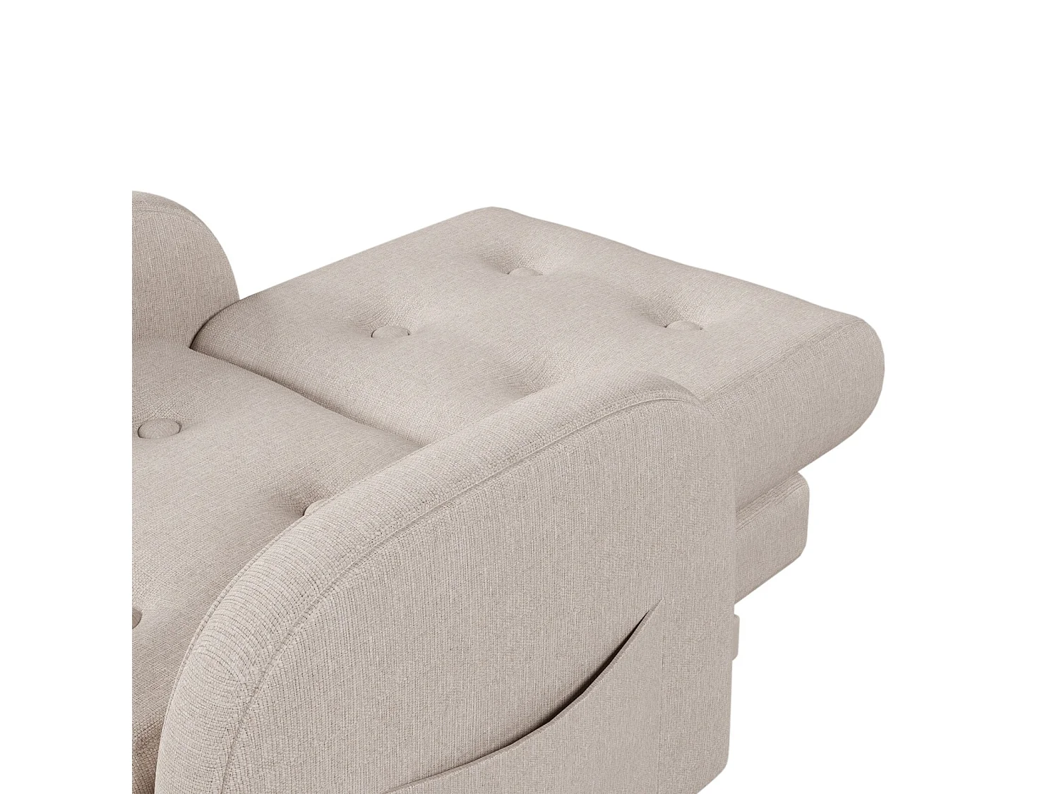 Sillón en tela de polipropileno, con pouffe de almacenamiento, ajustable en 3 niveles, 68x77x85cm, beige