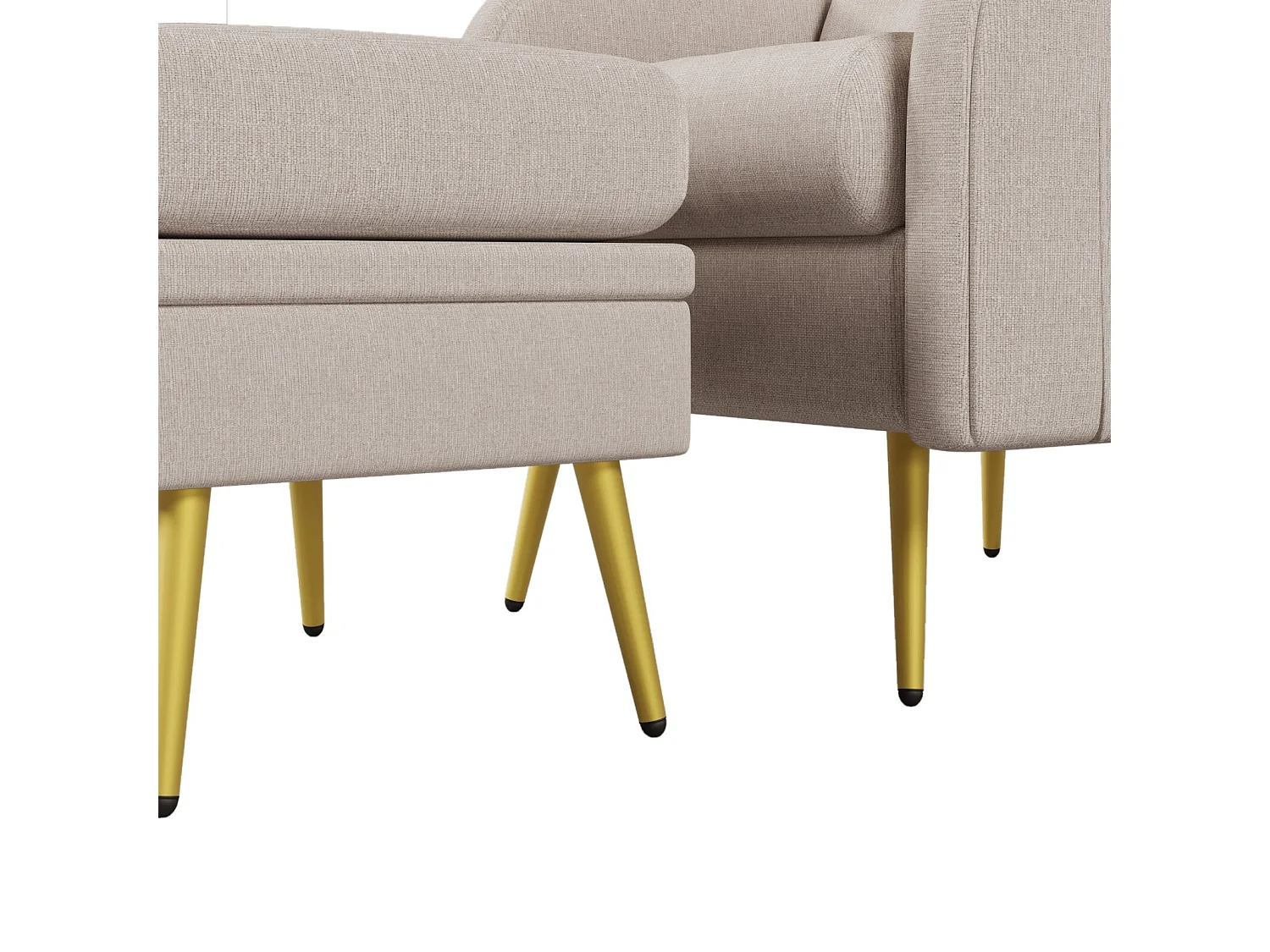 Sillón en tela de polipropileno, con pouffe de almacenamiento, ajustable en 3 niveles, 68x77x85cm, beige