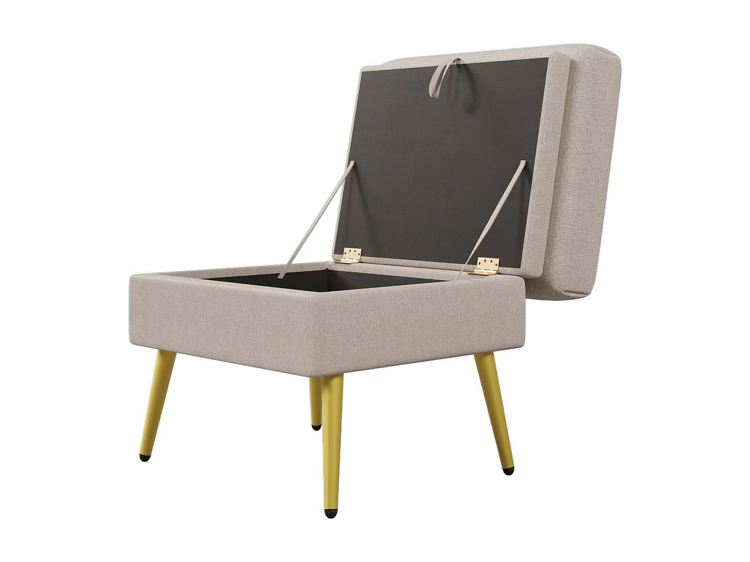 Sillón en tela de polipropileno, con pouffe de almacenamiento, ajustable en 3 niveles, 68x77x85cm, beige