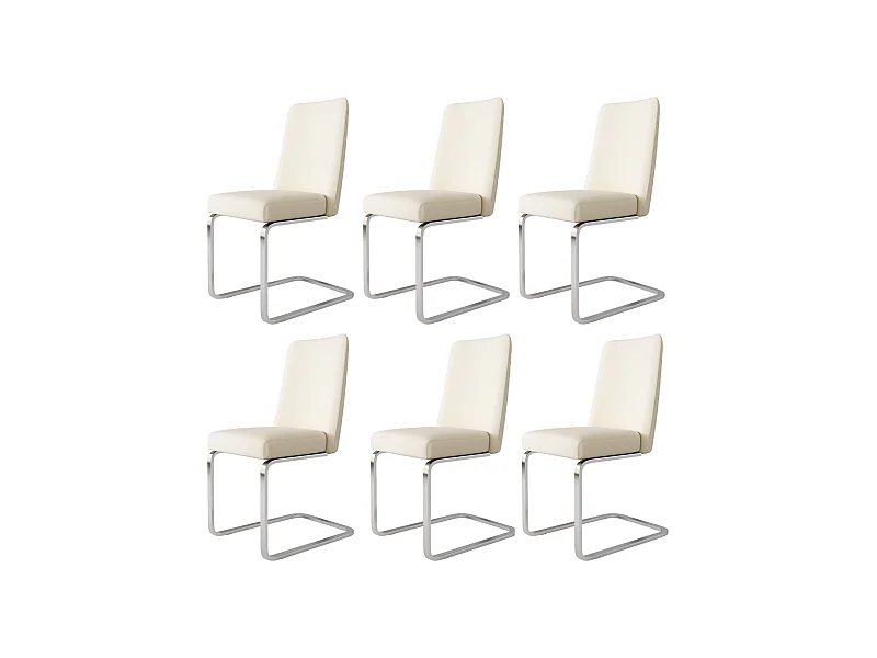 Set von 6 Auslegerstühlen in Samt und Silbermetall, Diamantdesign, max. 150 kg Last, 55 x 45 x 87 cm, Beige
