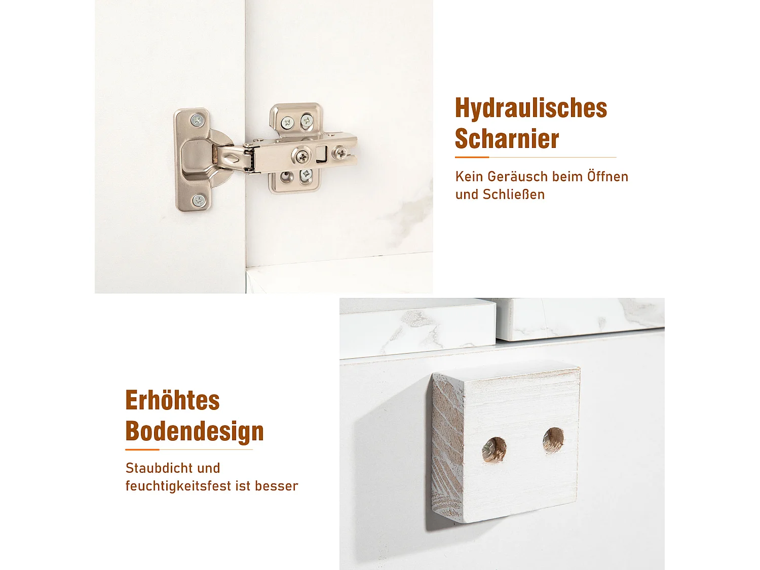 URBAN MEUBLE Buffet blanc effet marbre 4 portes 2 tiroirs 208x39,5x80cm