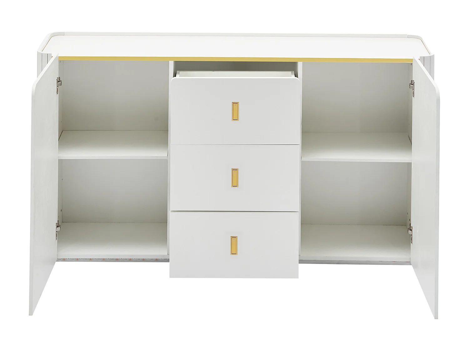 URBAN MEUBLE Buffet blanc élégant 2 portes, 2 tiroirs avec éclairage LED 150*35*80cm