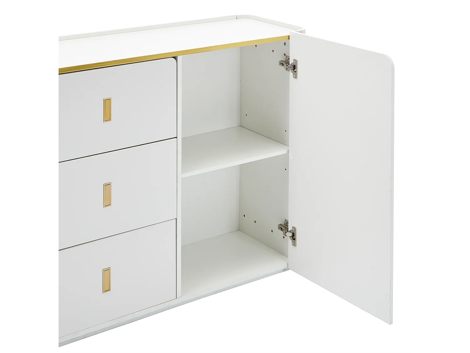 URBAN MEUBLE Buffet blanc élégant 2 portes, 2 tiroirs avec éclairage LED 150*35*80cm