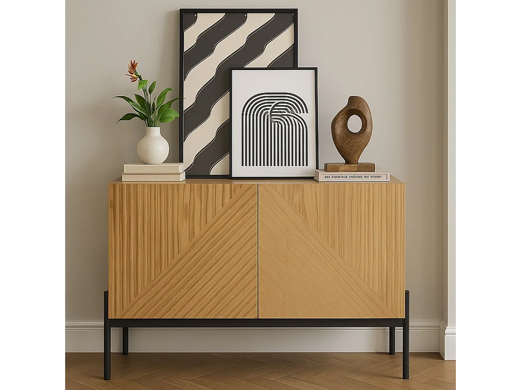 URBAN MEUBLE Buffet avec 2 portes et pieds en métal, buffet design linéaire 100*40*70cm