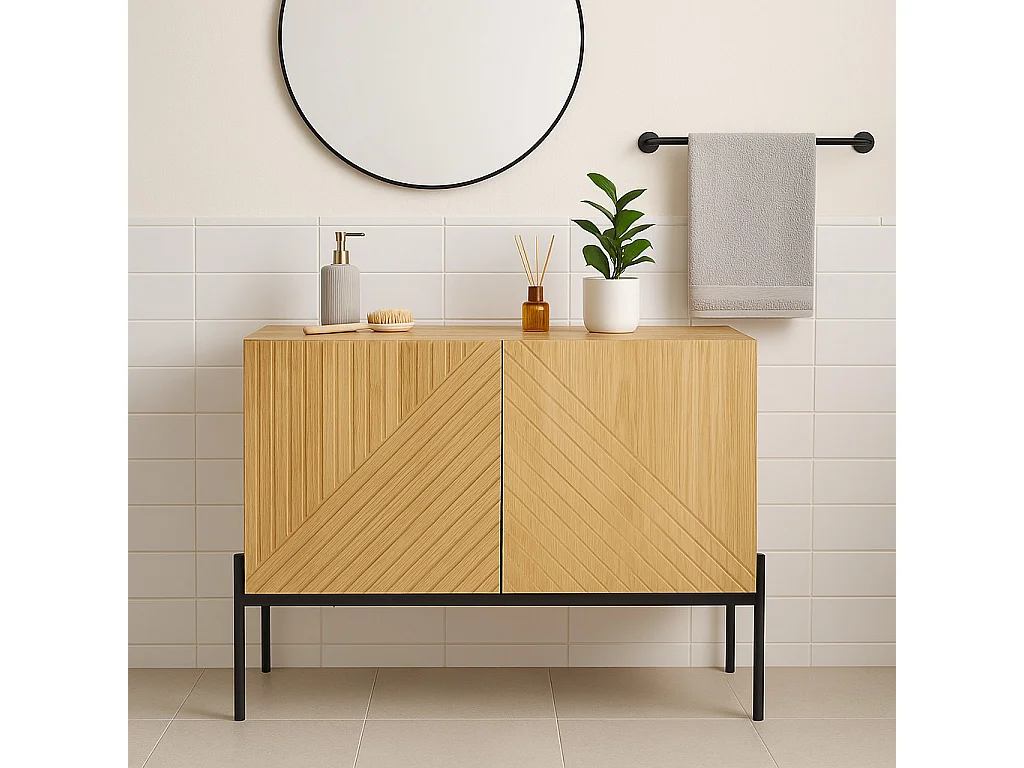 URBAN MEUBLE Buffet avec 2 portes et pieds en métal, buffet design linéaire 100*40*70cm