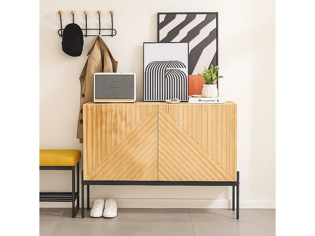 URBAN MEUBLE Buffet avec 2 portes et pieds en métal, buffet design linéaire 100*40*70cm