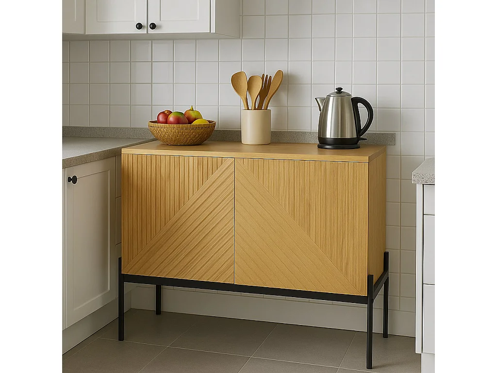 URBAN MEUBLE Buffet avec 2 portes et pieds en métal, buffet design linéaire 100*40*70cm