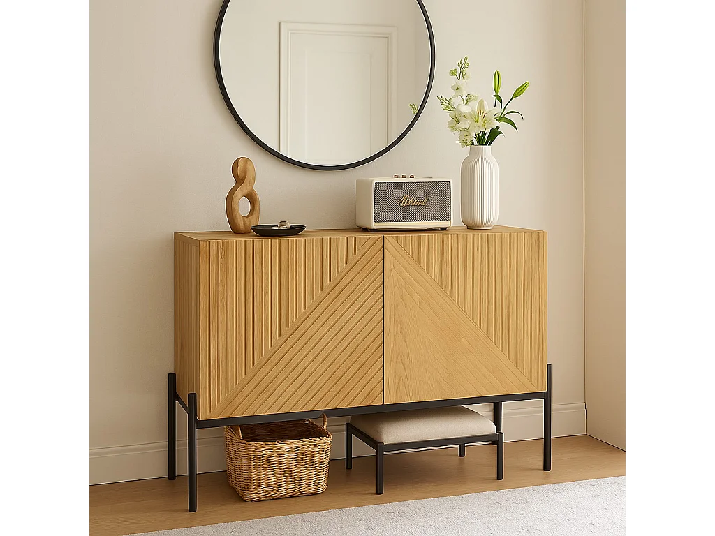 URBAN MEUBLE Buffet avec 2 portes et pieds en métal, buffet design linéaire 100*40*70cm