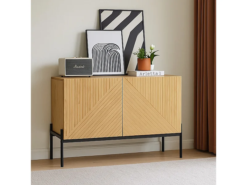 URBAN MEUBLE Buffet avec 2 portes et pieds en métal, buffet design linéaire 100*40*70cm