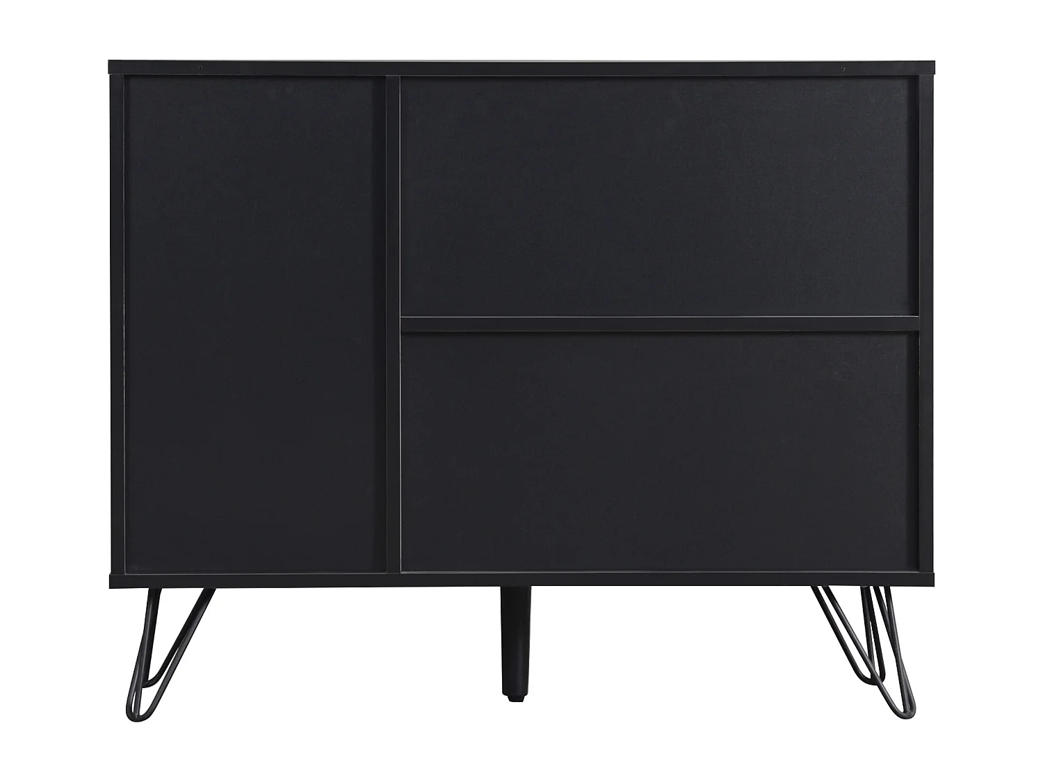 URBAN MEUBLE Buffet moderne effet bois foncé et noir avec tiroir 90x30x71,5cm