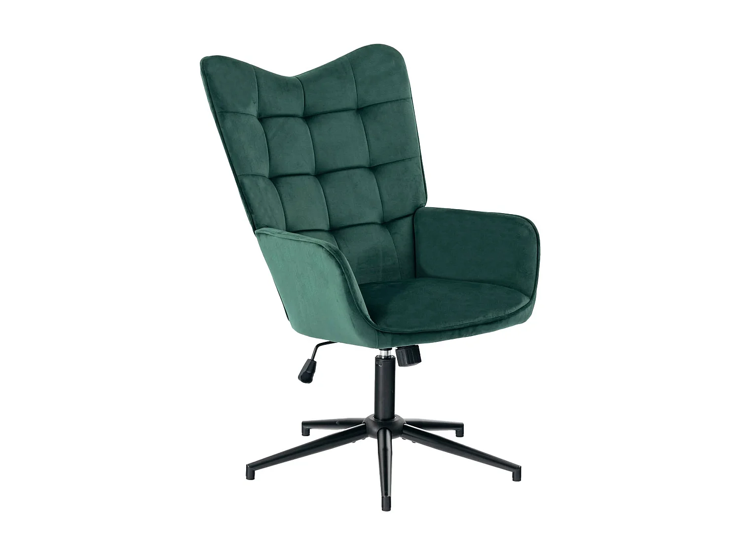 URBAN MEUBLE Fauteuil de bureau scandinave avec accoudoirs, 360°, en velours vert IRIS SMALL VELVET GREEN