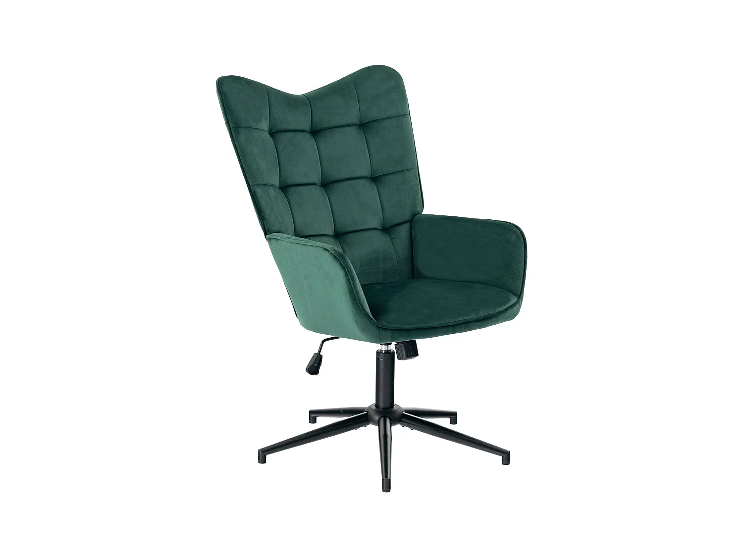 URBAN MEUBLE Fauteuil de bureau scandinave avec accoudoirs, 360°, en velours vert IRIS SMALL VELVET GREEN