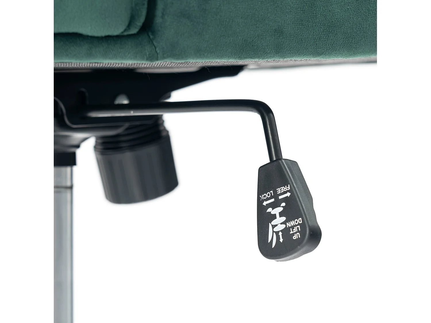 URBAN MEUBLE Fauteuil de bureau scandinave avec accoudoirs, 360°, en velours vert IRIS SMALL VELVET GREEN