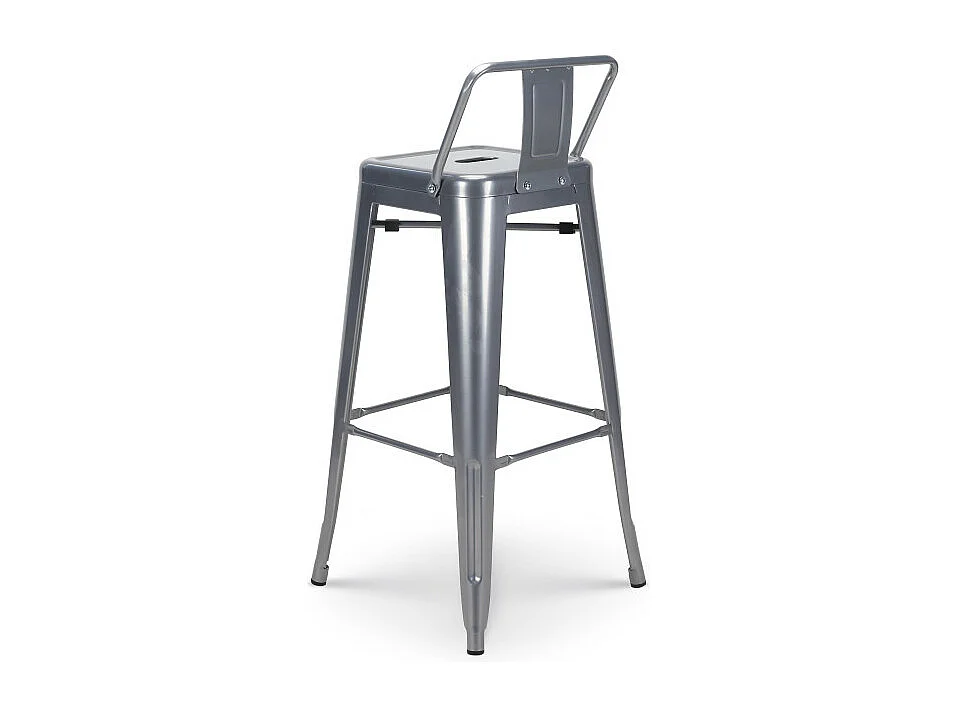 Tabouret de bar en métal silver avec dossier - Hauteur 76 cm