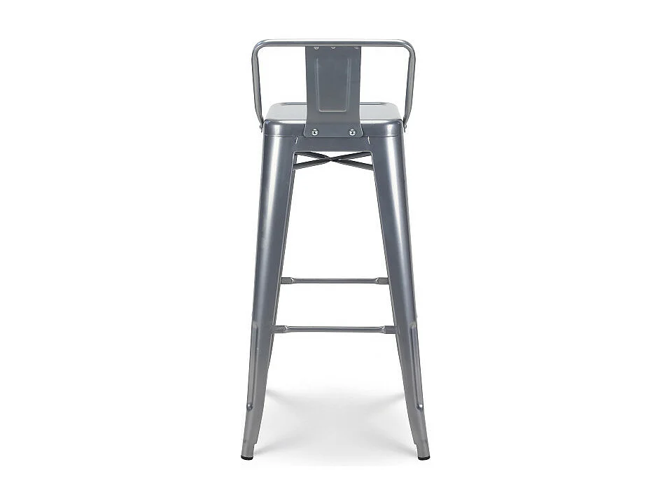 Tabouret de bar en métal silver avec dossier - Hauteur 76 cm