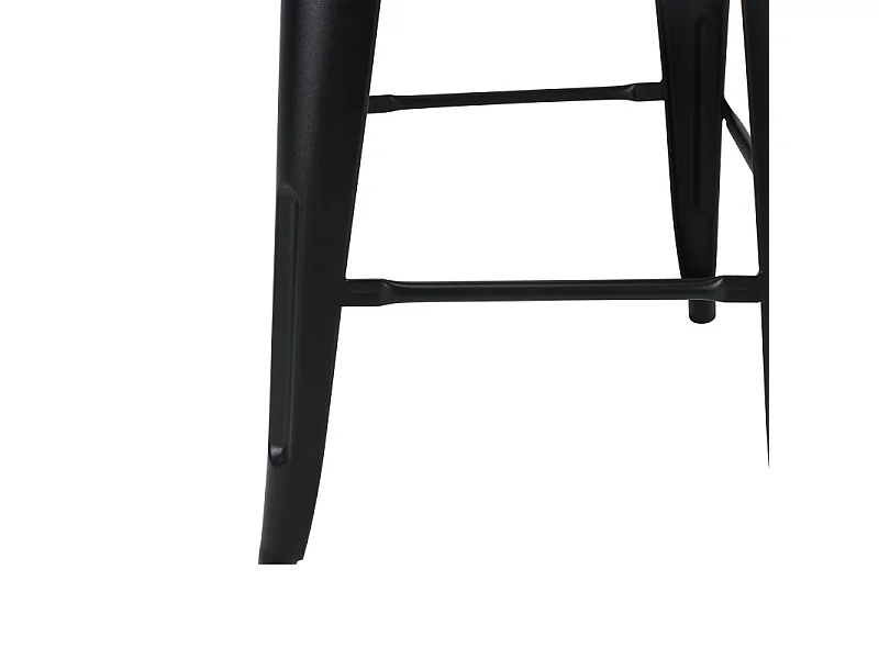 Tabouret de bar en métal noir mat style industriel et assise en bois foncé - Hauteur 66 cm