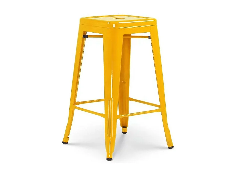 Tabouret de bar style industriel jaune brillant - Hauteur 66 cm
