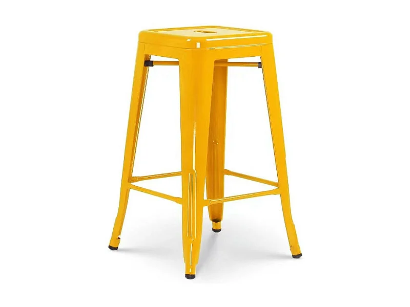 Tabouret de bar style industriel jaune brillant - Hauteur 66 cm