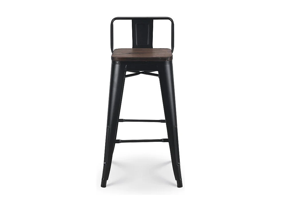 Tabouret de bar en métal noir mat style industriel avec dossier