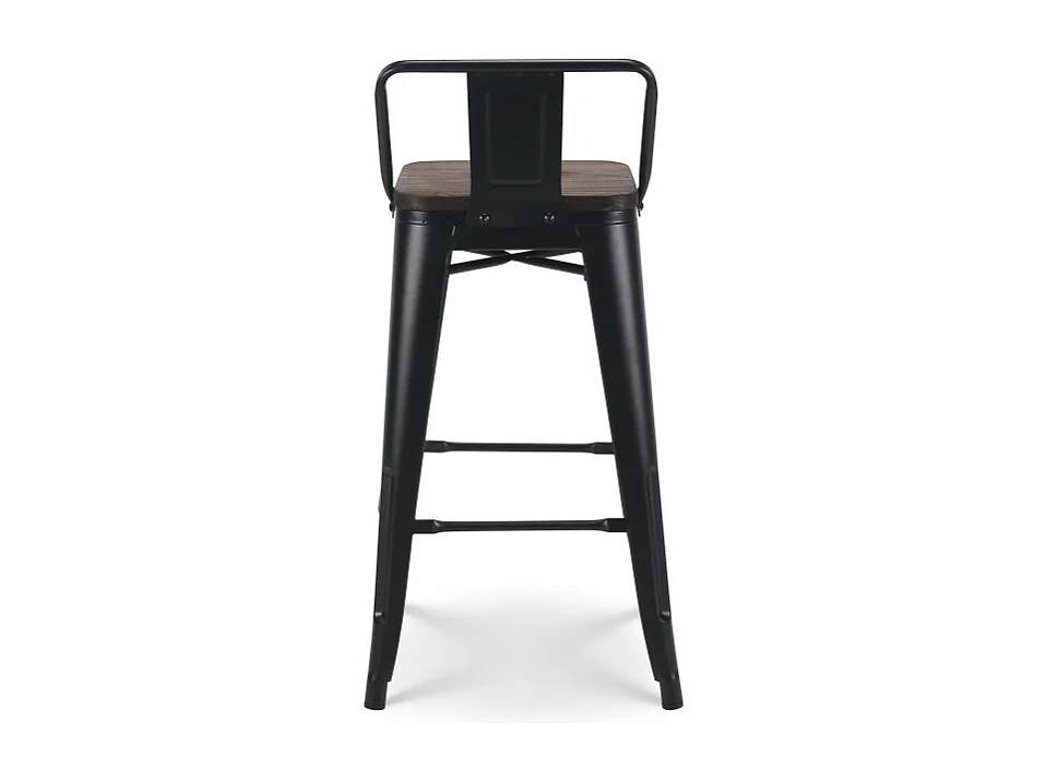 Tabouret de bar en métal noir mat style industriel avec dossier