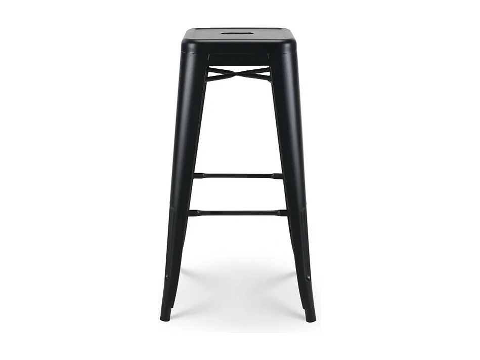 Lot de 4 tabourets de bar en métal noir mat style industriel - Hauteur 76 cm