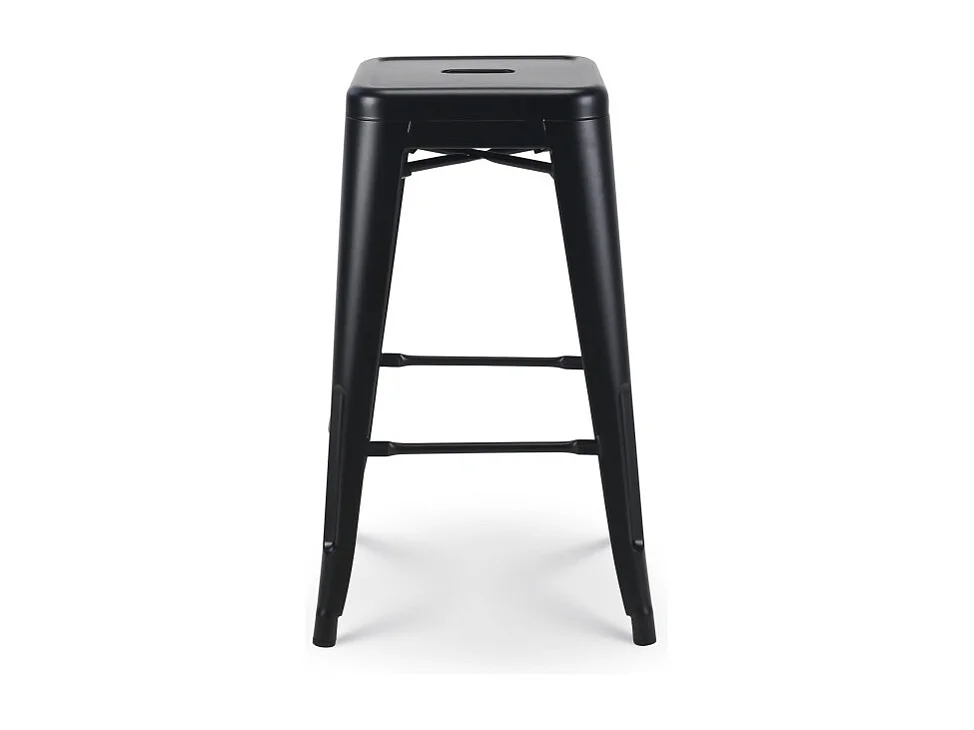 Tabouret de bar en métal noir mat style industriel - Sans dossier - Hauteur 66 cm