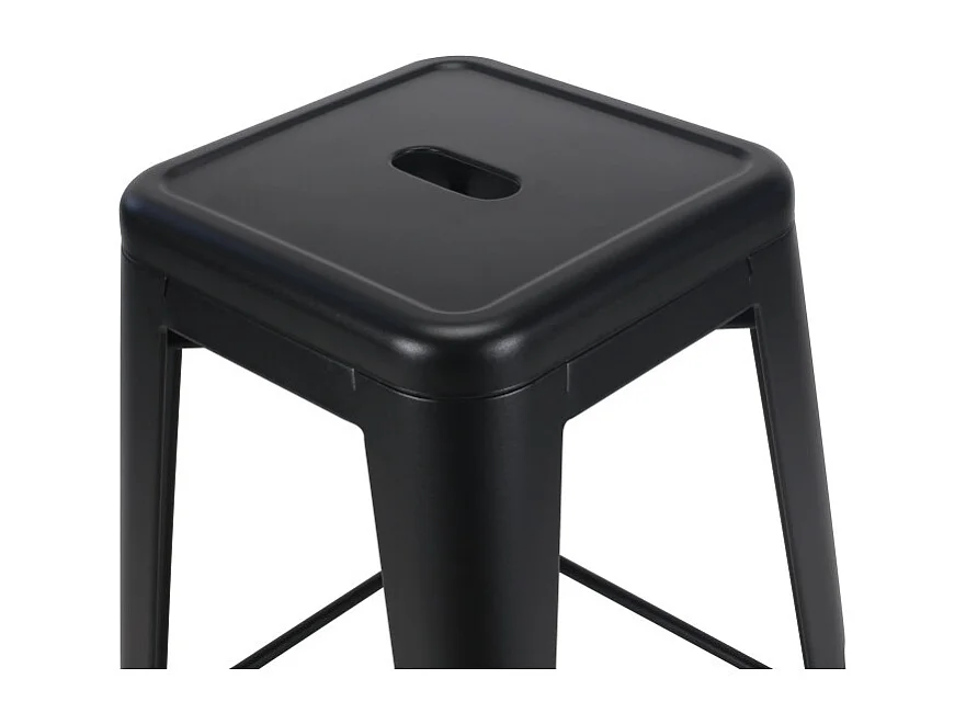 Tabouret de bar en métal noir mat style industriel - Sans dossier - Hauteur 66 cm