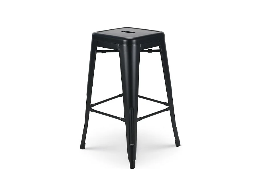 Tabouret de bar en métal noir mat style industriel - Sans dossier - Hauteur 66 cm