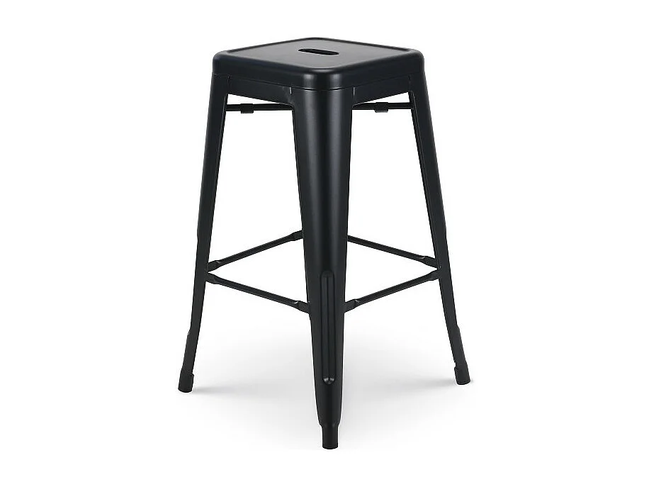 Tabouret de bar en métal noir mat style industriel - Sans dossier - Hauteur 66 cm