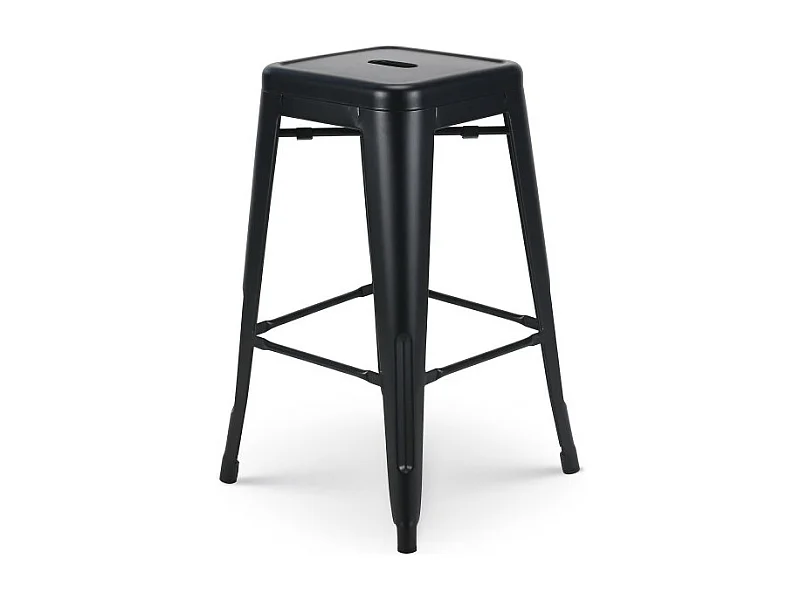 Tabouret de bar en métal noir mat style industriel - Sans dossier - Hauteur 66 cm