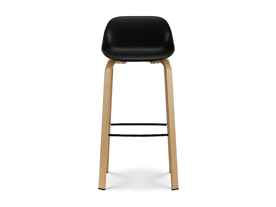 Tabouret de bar noir style scandinave avec pieds effet bois en métal - Hauteur 76cm