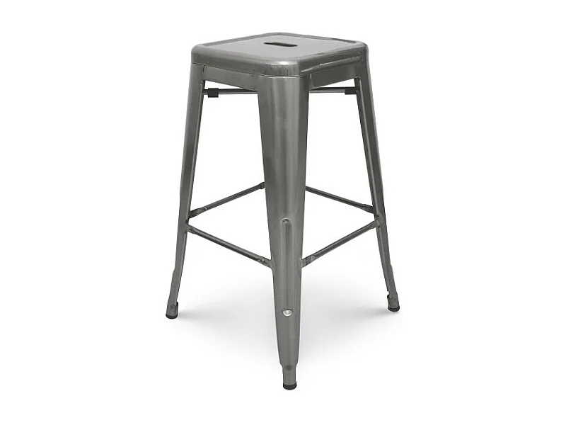 Tabouret de bar en métal brut aspect galvanisé - Hauteur 76 cm