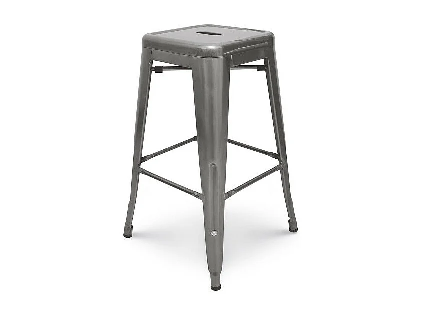 Tabouret de bar en métal brut aspect galvanisé - Hauteur 76 cm