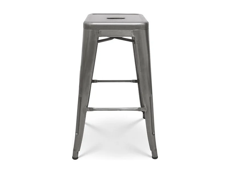 Tabouret de bar en métal brut aspect galvanisé - Hauteur 76 cm
