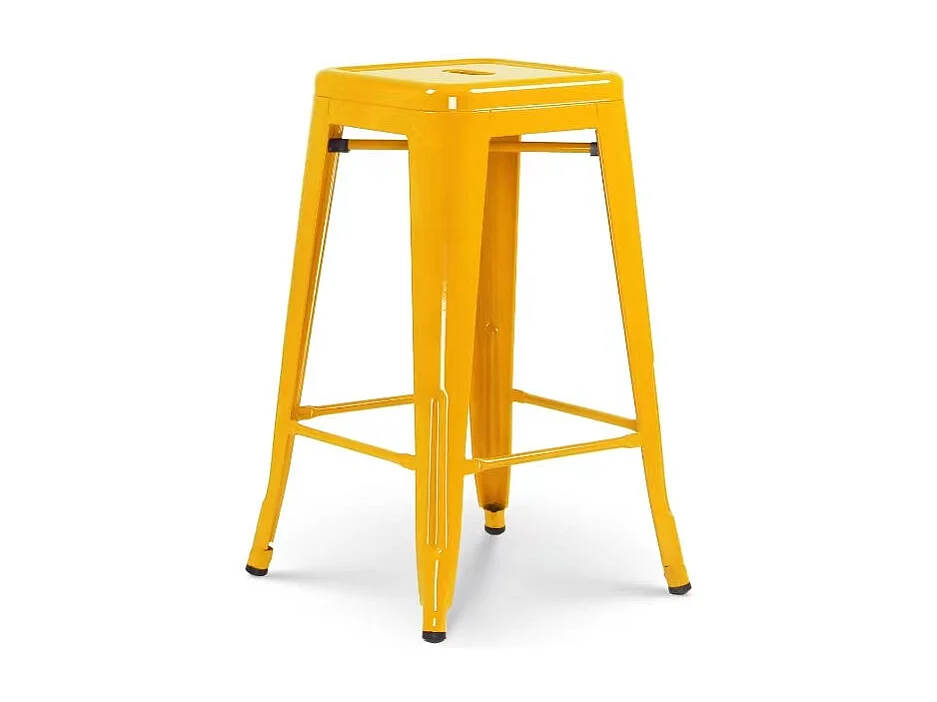 Lot de 4 tabourets de bar style industriel jaune brillant - Hauteur 66 cm